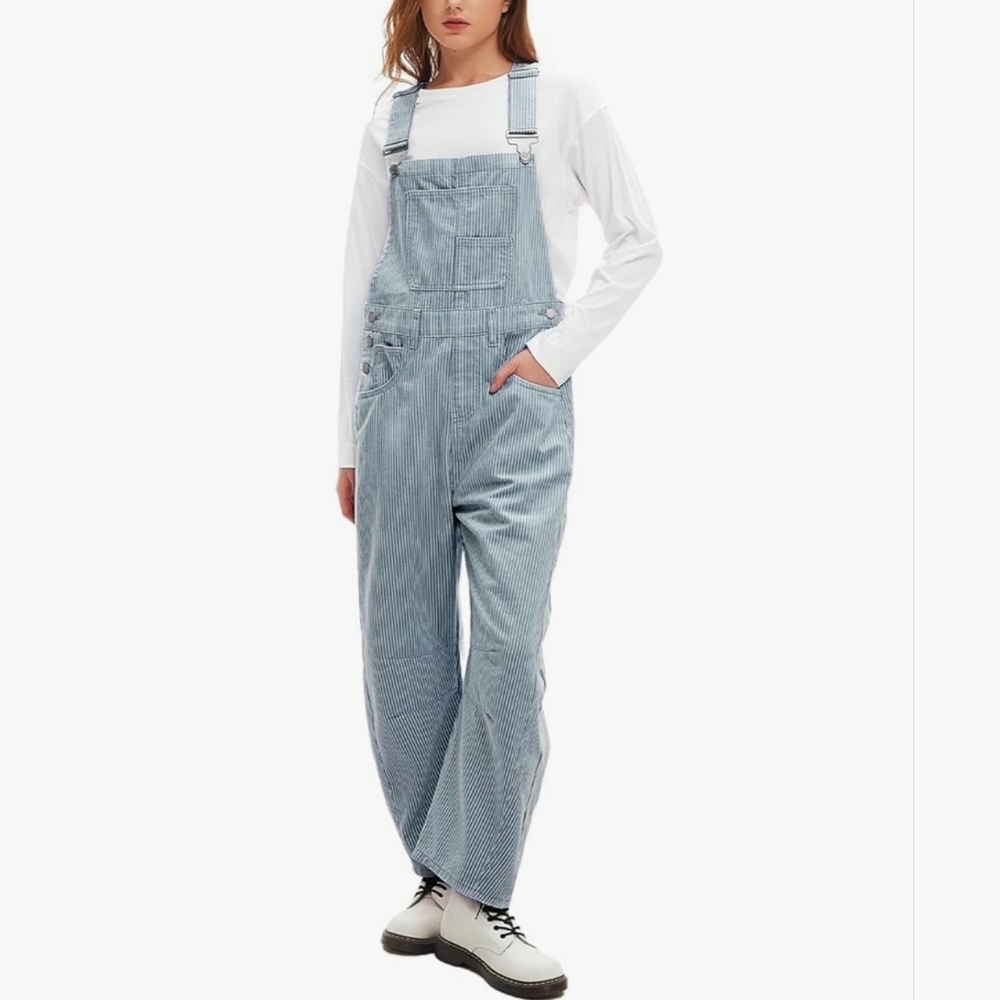 NWT Striped Overalls Train Engineer Conductor XL Denim Jeans 😀